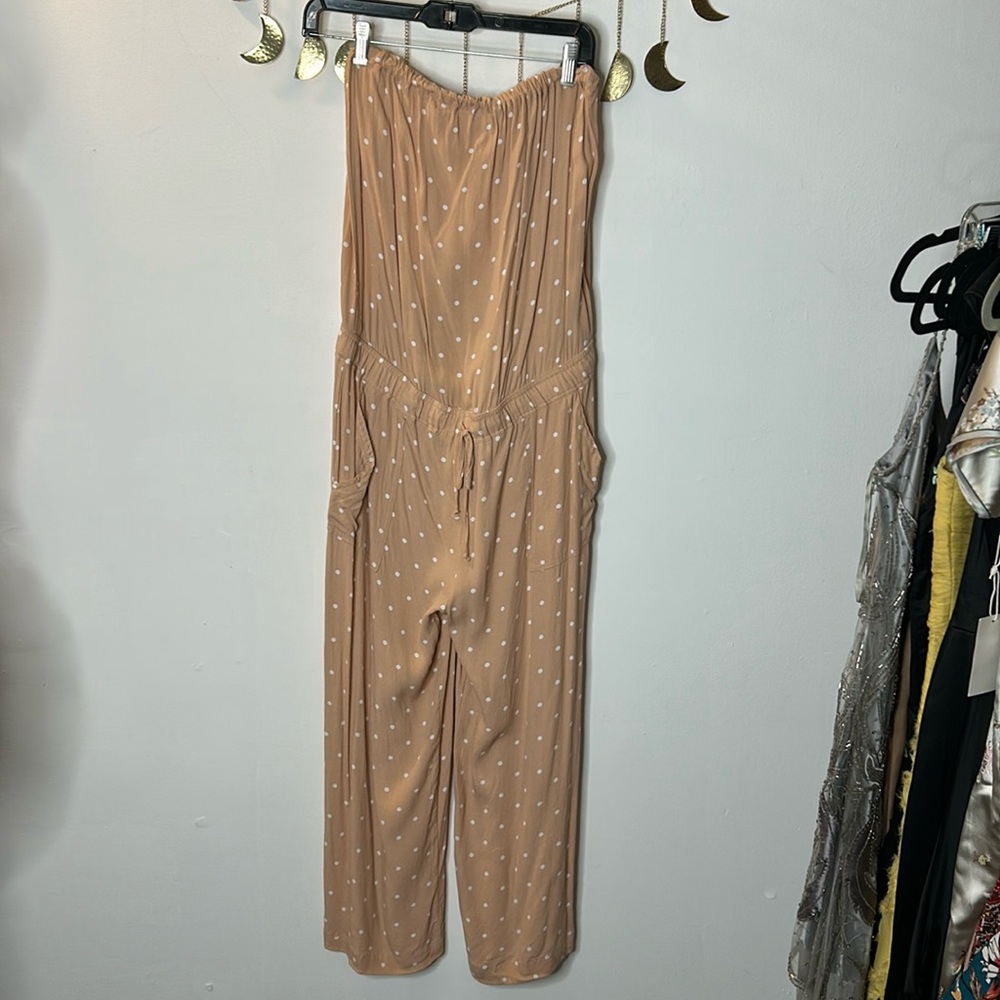 Olivaceous polka dot tube top jumpsuit L